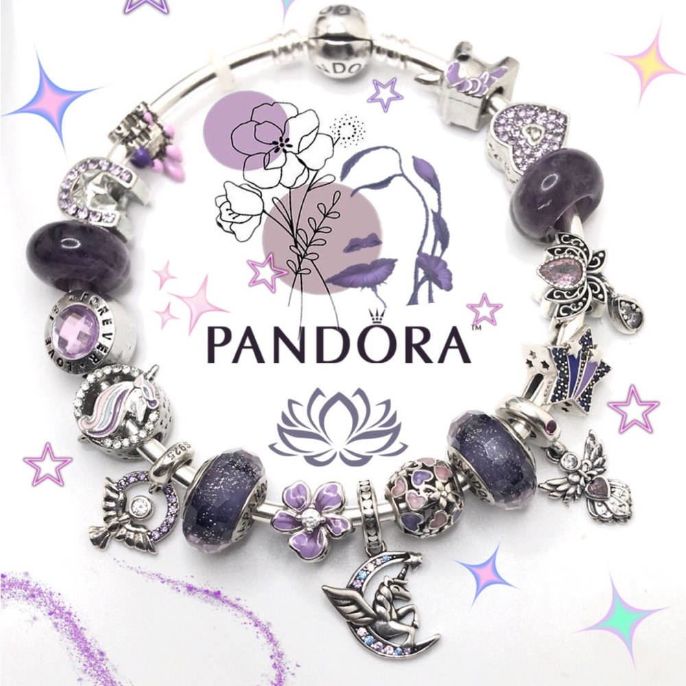 Authentic Pandora Bracelet With x2 Pandora Brand Beads ‘Fairies & Unicorns’